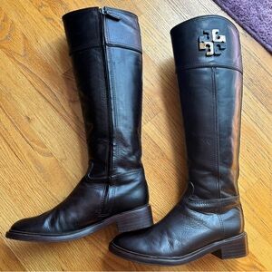 Tory Burch Lowell dark brown high riding boots sz 6